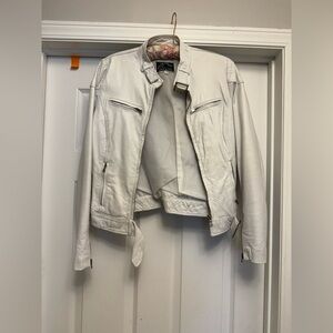 Vera Pelle White Leather Jacket